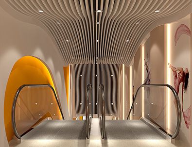 地鐵商場(chǎng)弧形鋁方通吊頂